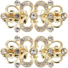 uxcell 2pcs Vintage Sweater Clips, Cape Cloak Clasp Retro Cardigan Clips Shawl Collar Clasp Brooch Clip for Women(Gold)