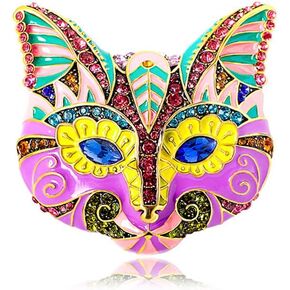 Vintage Big Purple Cat Head Rhinestone Brooch Pin for Women Girls Fashion Cartoon Animal Lapel Pins Dress Accessories Delicacy Birthday Christmas Party Jewelry Gift