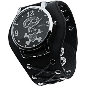 Nightmare Before Christmas Numerals Button Leather Strap Skull Quartz Punk Wrist Watch for Men&Women Birthday Christmas Halloween Good Gifts