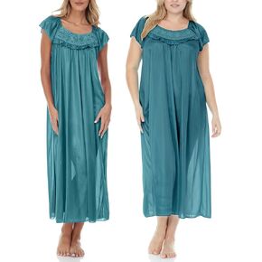 Ezi Satin Nightgowns for Women - Soft & Breathable Knee-Length Night Gowns - Adult Womens Nightgown M - Plus Size