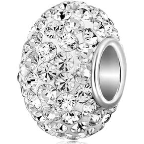 April Birthstone Crystal Clear Spacer Charm Compatible with Pandora Bracelets Birthday for Women Girls