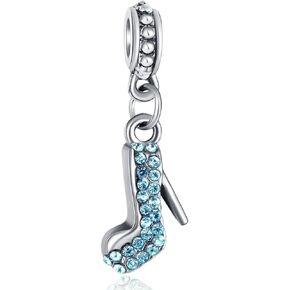 Dangle Blue Crystal High-heeled Shoe Charm Bead