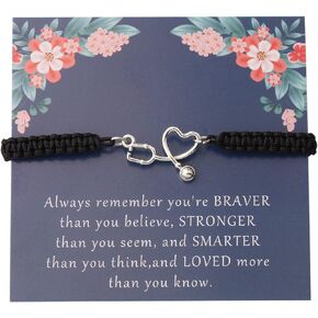 KUIYAI Stethoscope Gift Nurse Doctor Gift You are Braver Stronger Smarter Than You Think Bracelet Medical Student Graduation Gift
