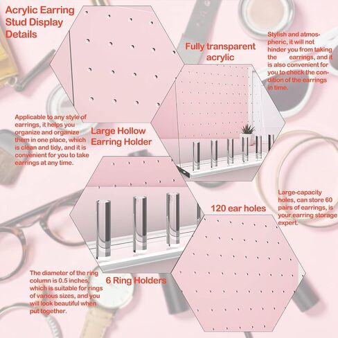 Acrylic Earrings Holders For Girls Clear Earrings Organizer Display in Kuwait