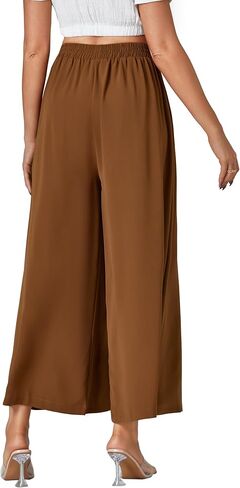 بنطال Palazzo نسائي واسع الساق وخصر مرن وفضفاض in Kuwait