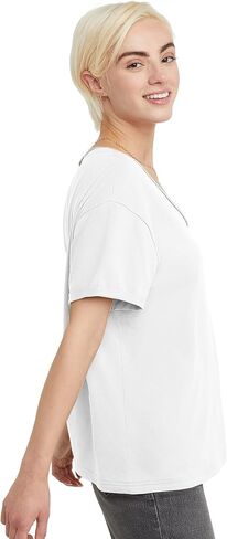 Hanes Women's Originals V-Neck Short Sleeve T-Shirt with Raw Edge, 100% Cotton Tee in Saudi Arabia