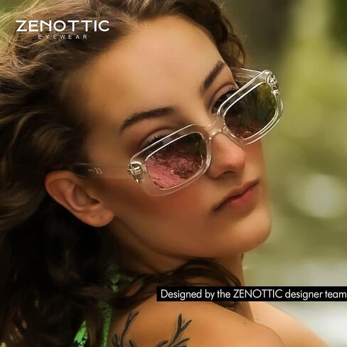 نظارات شمسية مستطيلة الشكل من ZENOTTIC، نظارات شمسية مضادة للأشعة فوق البنفسجية 400، نظارات ملونة مربعة الشكل للرجال والنساء in Saudi Arabia