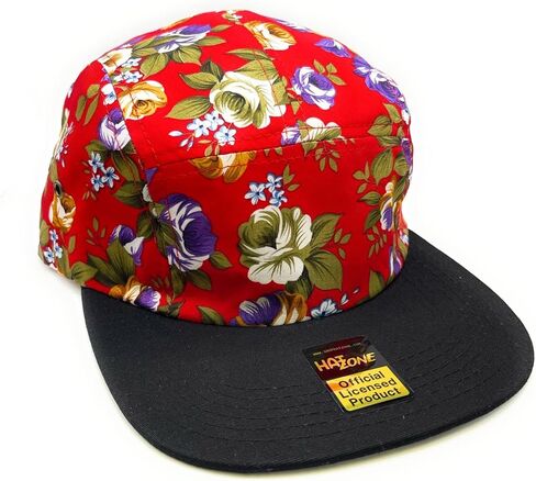 Blank 5-Panel Runner Hat Flat Brim (Tropical Floral Red) in Saudi Arabia