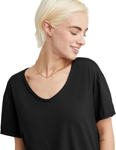 Hanes Women's Originals V-Neck Short Sleeve T-Shirt with Raw Edge, 100% Cotton Tee in Saudi Arabia