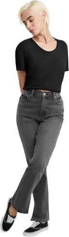 Hanes Women's Originals V-Neck Short Sleeve T-Shirt with Raw Edge, 100% Cotton Tee in Saudi Arabia