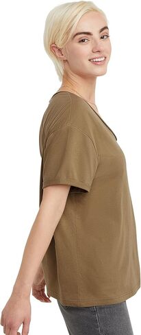 Hanes Women's Originals V-Neck Short Sleeve T-Shirt with Raw Edge, 100% Cotton Tee in Saudi Arabia