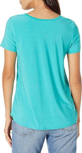 Star Vixen Women's Petite Elbow Sleeve Button Front Flowy Tank Top with Pleated Detail in Saudi Arabia