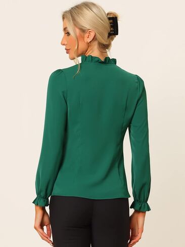Allegra K Women's Elegant Long Sleeve Blouse Ruffle Tie Neck Business Work Top in Saudi Arabia
