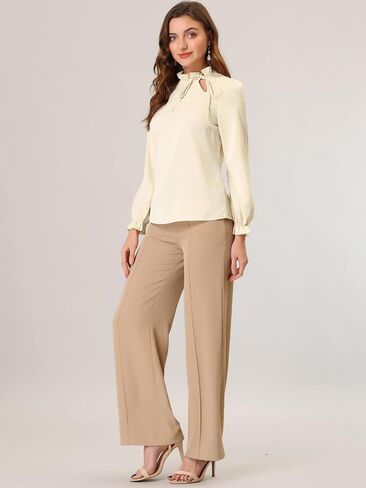 Allegra K Women's Elegant Long Sleeve Blouse Ruffle Tie Neck Business Work Top in Saudi Arabia