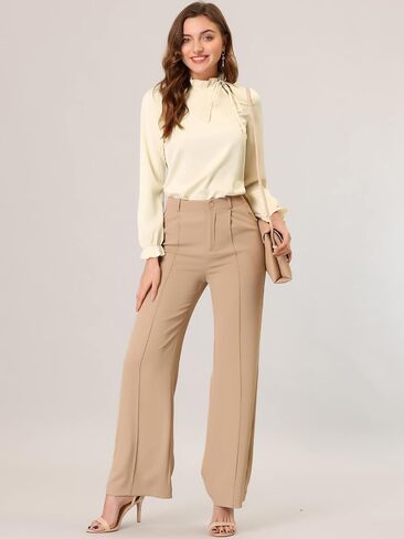 Allegra K Women's Elegant Long Sleeve Blouse Ruffle Tie Neck Business Work Top in Saudi Arabia