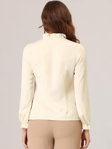 Allegra K Women's Elegant Long Sleeve Blouse Ruffle Tie Neck Business Work Top in Saudi Arabia