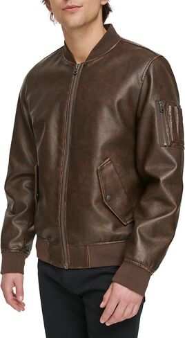 Levi's Mens Faux Leather Varsity Bomber Jacket Jacket in Saudi Arabia