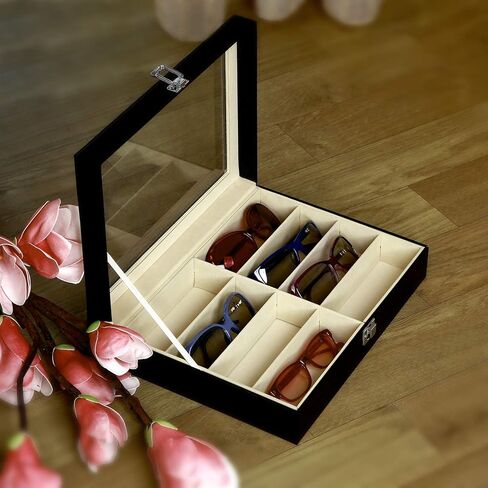 صندوق تخزين درج تخزين 8 فتحة للنساء الرجال نظارات عرض القضية جامع بو بو بو الجلود in Kuwait