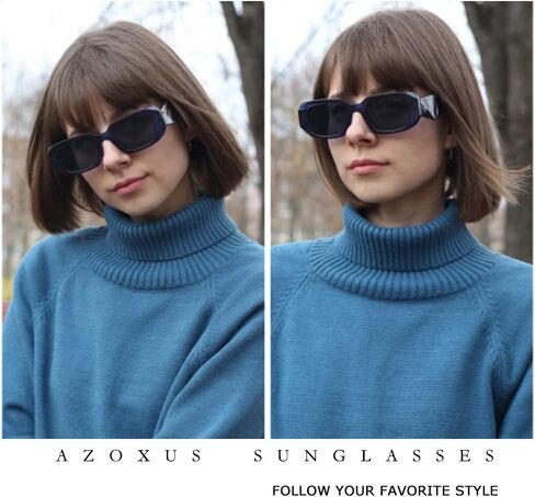 Azoxus Retro Fashion Irregular Rectangle Sunglasses UV400 Protection Trendy Small Plastic Frame AZ9492 in Saudi Arabia