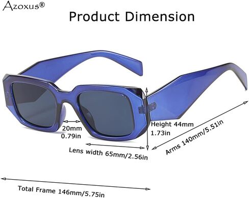 Azoxus Retro Fashion Irregular Rectangle Sunglasses UV400 Protection Trendy Small Plastic Frame AZ9492 in Saudi Arabia