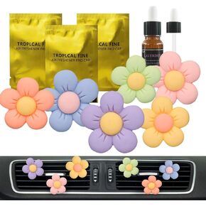 Cute Pink Car Decor Accessories for Women Teens, 6pcs Car Scent Air Fresheners Vent Clips, Girly Daisy Flower Decorations Interior Aesthetic Things Car Perfume Stuff Mothers Day Gifts for Her Mom Girl