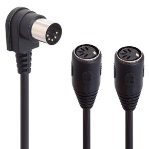GLHONG 5 Pin DIN Y Splitter MIDI Cable Adapter, 90 Degree Right Angle Plug Male to Dual 2 Female Extension Audio for Keyboard, Electric Piano, Synthesizer, Guitar(50 cm)