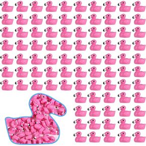 50 PCS Mini Resin Flamingo Statue, Mini Flamingo Figurines, Small Flamingo Miniature Figurines Suitable for Craft Doll Houses Cake Decoration Family Gardens (Rose Red)