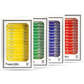 AOTRUTII Prepared Microscope Slides for Kids, 48Pcs Plastic Animals Plants Flowers Microscope Sample Slides, Ideal Gift for Kids Students