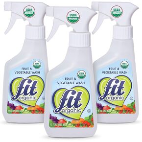 Fit Organic: Produce Wash, Fruit and Vegetable Cleaner, All Natural Insecticide and Wax Remover-12 oz Spray pack of 3