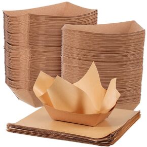 300 Pack Paper Food Boats and Deli Wrap Paper Heavy Duty Disposable Kraft Paper Food Tray 12 x 12 Greaseproof Kraft Liners for Concession Food Holds Tacos Nachos Fries Hot Corn Dogs (Kraft Style,3LB)