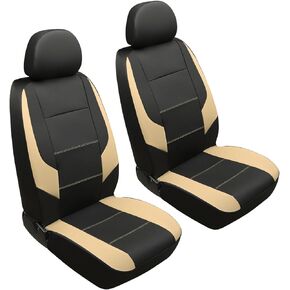 GIANT PANDA Front Car Seat Cover for Hyundai, Leather Bucket Seat Covers Custom Fit Hyundai Sonata Elantra Santa Fe Tucson Accent Kona Palisade Genesis (Grey+Black)