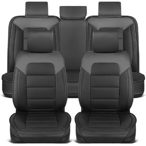 أغطية مقاعد MotorBox Classic Edition، أغطية مقاعد جلدية صناعية فاخرة للسيارات والشاحنات والشاحنات وسيارات الدفع الرباعي، أغطية مقاعد السيارة شبه المخصصة للمقاعد الأمامية فقط، غطاء داخلي للسيارات - أبيض