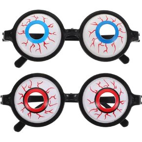 Kisangel 2Pcs Funny Eye Glasses Funny Costume Eye Glasses Eyeball Shaped Sunglasses Dress- up Prank Props for Birthday Party Favor Supplies Red Blue