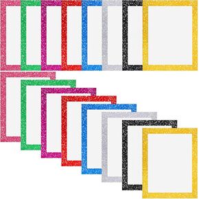 Glenmal 16 Pieces 11" x 14" Glitter Poster Board Glitter Frame Poster Board Glitter Cardstock Paper Glitter Colored Paper Shining Craft Cardstock for Christmas Wedding Classroom Birthday DIY Craft