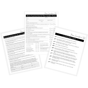 Eyebrow Lamination Consent Form, Intake Form, Aftercare Form | 75 Pack | 8.5x11" inch Paper Size Form | 25 Consent Forms, 25 Client Intake Forms, 25 Aftercare Forms
