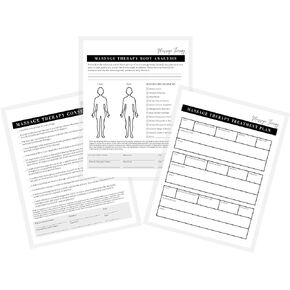 Massage Therapist Forms Intake,Consent,SOAP Notes,Body Analysis and Treatment Plan | Forms with Medical History Treatment and Technique | 75pk, 25 of Each | Dbl Sides | Forms for Client Signatures