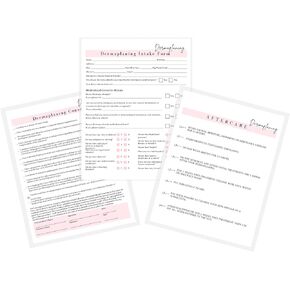 Dermaplaning Intake, Consent, and Aftercare Form | 75 Pack | 8.5 x 11" A1 Forms | Clients Signature | Dermaplaning Client Forms Bundle | White and Pink Design