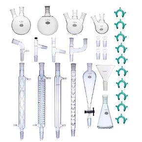 Laboy Glass Advanced Organic Chemistry Lab Glassware Kit Laboratory Glassware Apparatus (38pcs)