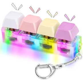 Keyboard Fidget Toys Adults Fidget Keyboard Clicker with LED Light Keychain Sensory Toys for Anxiety Stress Relief (Macaron2, 4 in 1) in Saudi Arabia