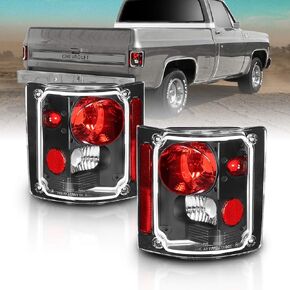 AmeriLite Black Housing Replacement Tail Lights Assembly Set For 1973-1991 Chevy GMC Full Size 1500 2500 3500 Pickup - Passenger and Driver Side