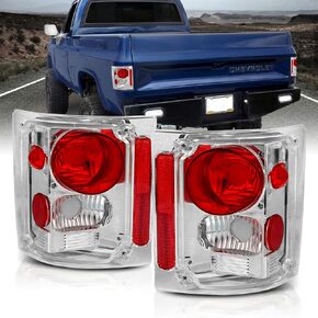 AmeriLite Black Housing Replacement Tail Lights Assembly Set For 1973-1991 Chevy GMC Full Size 1500 2500 3500 Pickup - Passenger and Driver Side