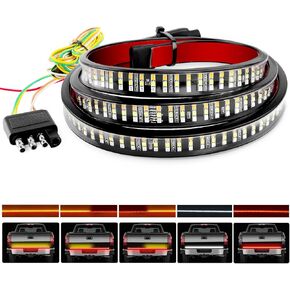 Nilight TR-03 Row 60" Triple 504 LEDs Truck Tailgate Side Bed Light Bar Strip Sequential Amber Brake Running Turn Signal Red/White Reverse