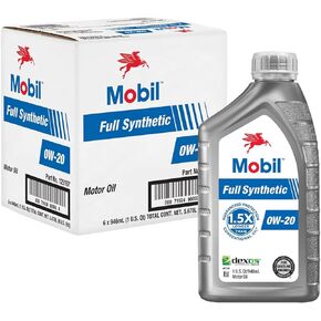زيت محرك موبيل الاصطناعي الكامل لمسافة طويلة 0W-20، 1 كوارت (6 عبوات)
