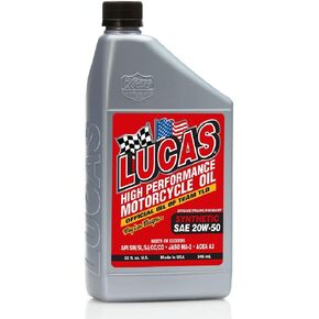 Lucas Oil 10702 SAE 20W-50 Synthetic Motorcycle Oil - 1 Quart Bottle
