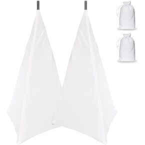Skyour 2Pcs Floor Speaker Stand Cover Stretchable Spandex 3 Sided Triangular DJ Support Floor Speaker Tripod Support Stands Tripod Scrim Covers for Weddings Banquets Events White (2)