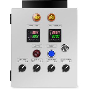 Briidea Control Panel for Powder Coating Oven (240V 50A), Precisely Control Temperature and Time with Dual-line PID Controller, Heating Element up 12000 Watt, Temperature Probe Withstand up to 900°F