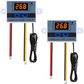 SIPYTOPF 2 Pack XH-W3001 Digital LED Temperature Controller Module,DC 12V 10A 120W -50℃ to 110℃ Programmable Heating/Cooling Digital Thermostat Switch with Waterproof Probe