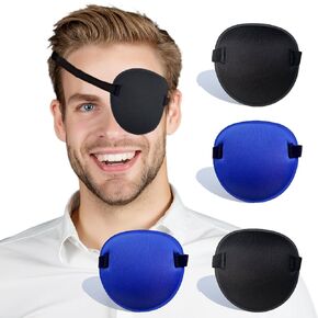 Vandorla 4 Pcs Eye Patch, Super Soft Eye Patches, 3D Adjustable Medical Eye Patch for Adults Kids, Amblyopia Lazy Eye Patches for Left or Right Eyes, Black & Blue