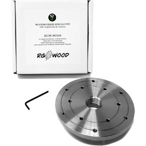 RGWOOD 6" Steel Wood Lathe Face Plate, 1-1/4" x RH 8tpi Threaded with set screws to lock on spindle for reverse turning