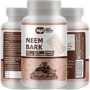 Way4Organic Neem Bark Capsules (Tablets) 300 Pills, 150 Servings, 1000 mg